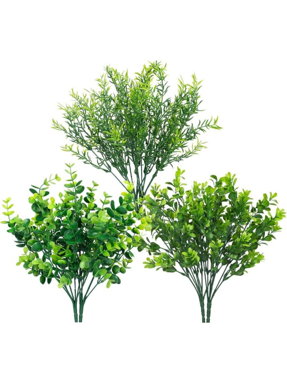 New Decor 6 Pcs Artificial Greenery Mixed Fake Eucalyptus Plastic Plants
